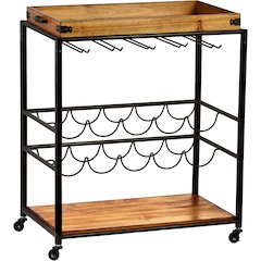 Southern Enterprises Mayson Bar Cart, Black/Natural