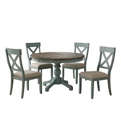 Round Dining Table Set with Cross-Back Chairs, Stylish and Durable
