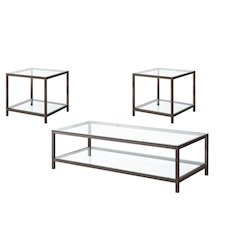 Trini 3-piece Coffee and End Table Set Black Nickel