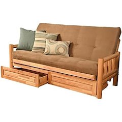 Lodge Frame-Natural Finish-Suede Peat Mattress-Storage Drawers