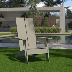 Modern All-Weather Poly Resin Wood Adirondack Chair in Gray