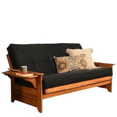 Futon Sofa Bed with Polyester Upholstery and Comfortable Design