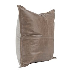Cheyenne 100% Leather 22" Throw Pillow in Taupe