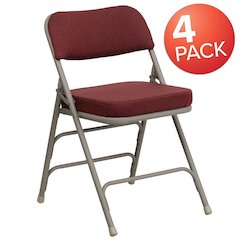 4 Pk. Triple Braced & Double Hinged Burgundy Fabric Metal Folding Chair