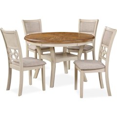 5-Piece Solid Wood Dining Set in Brown and White for Modern Dining Rooms