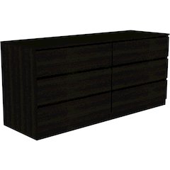 Asteria 6 Drawer Double Dresser Black MDF
