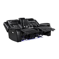 Sensa Power Reclining Loveseat.withBluetooth Speaker with Led Belt Black