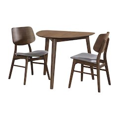 Oscar 3-Piece Wood Corner Table Set in Walnut/Dark Gray