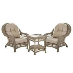 Outdoor Garden Patio 3 Pc Cappuccino Furniture Conversation Set