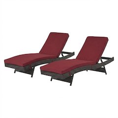 Aluminum Outdoor Lounge Chair Set of 2 With Thick Cushions And Stack-Free Design