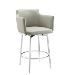 Suzzie 180 swivel arm counter stool in taupe pu-leather