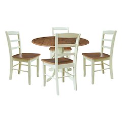 42" Dual Drop Leaf Dining Table with 4 Madrid LadderBack Chairs