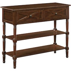 Country Oxford 2 Drawer Console Table with Shelves, Espresso
