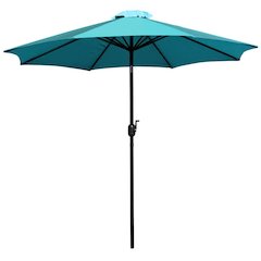 Teal 9 FT Round Umbrella with 1.5" Diameter Aluminum Pole with Crank and Tilt Function