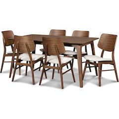 Oscar Solid Wood Table and 6 Chairs in Brown