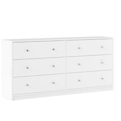 Furnifact -  White Dresser for Bedroom – Modern 6 Drawer Dresser with Spacious Storage – Sleek White Dresser and Bedroom Dresser for Clothes and Essentials