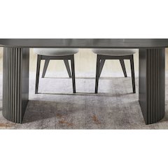 Valencia 80" Oval Gray Oak Finish Dining Table with Dual Pedestal Base – Seats 6