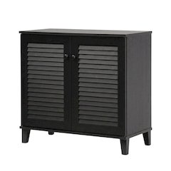 Brown Enclosed Shoe Cabinet, Engineered Wood, Espresso Finish, Entryway