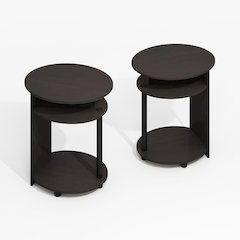 JAYA Simple Design Oval End Table, Side Table, Black Walnut, Set of 2