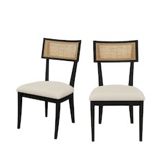 Transitional Upholstered Side Chairs Set of 2 with Cushioned Seats