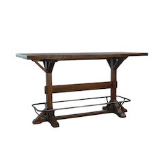 Brown Solid Wood Bar Table, High Top Counter Height Table for Dining Area