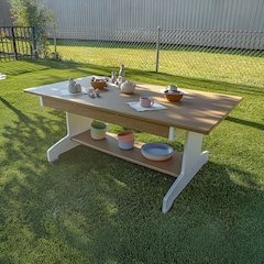 Table, Brown and White