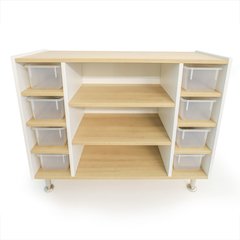 Combo Tray Storage Cabinet in Brown and White Color