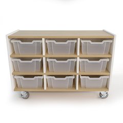 Nine Tray Mobile Cabinet in Brown and White Color