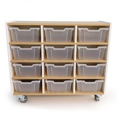 12 Tray Mobile Cabinet in Brown and White Color