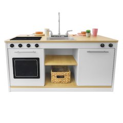 Kitchen Island Breakfast Bar in Brown and White Color