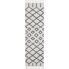 Moroccan Shag Area Rug, White, 2'2" x 8'1"