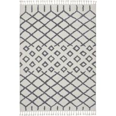 Moroccan Shag Area Rug, White, 5'3" x 7'11"