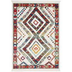 Tribal Decor Area Rug, White, 3'11" x 6'2"