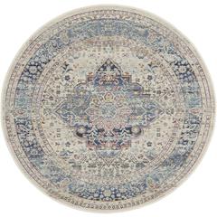 Vintage Round Area Rug, 4' x Round