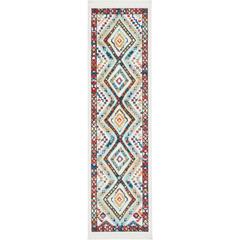 Tribal Decor Area Rug, White, 2'2" x 7'9"