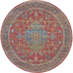 Vintage Round Area Rug, 4' x Round
