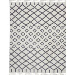 Moroccan Shag Area Rug, White, 7'10" x 10'6"