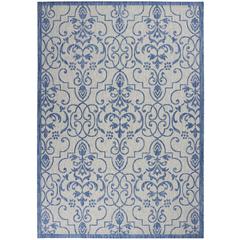 GRD04 Garden Party Ivory Blue Area Rug- 6' x 9'