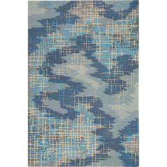 Symmetry Area Rug, Blue/Beige, 5'3" X 7'9"