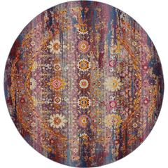 Vintage Round Area Rug, 4' x Round