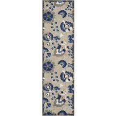ALH17 Aloha Natural/Blue Area Rug- 2'3" x 12'