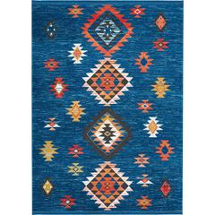 Tribal Decor Area Rug, Blue, 9'3" x 13'