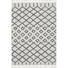 Moroccan Shag Area Rug, White, 5'3" x 7'11"