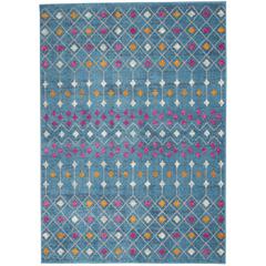 PSN45 Passion Blue/Multicolor Area Rug- 5'3" x 7'3"