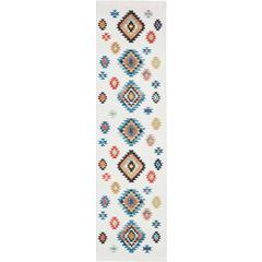 Tribal Decor Area Rug, White, 2'2" x 7'9"