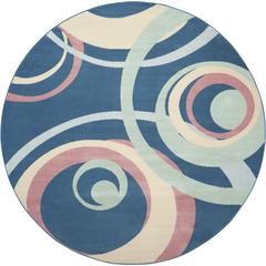 Grafix Area Rug, Blue Multicolor, 8'XROUND