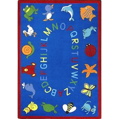Kid Essentials ABC Animals 7'8" x 10'9" Area Rug in Color Blue