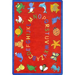 Kid Essentials ABC Animals 7'8" x 10'9" Area Rug in Color Red