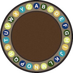 Kid Essentials Alphabet Spots 13'2" Round Area Rug in Color Earthtone