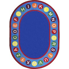 Kid Essentials Alphabet Spots 7'8" x 10'9" Oval Area Rug in Color Multi